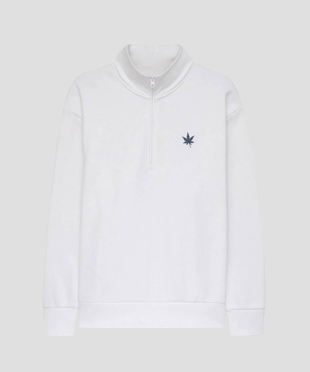 NEW BOAST men's fleece quarter zip sweatshirt in white